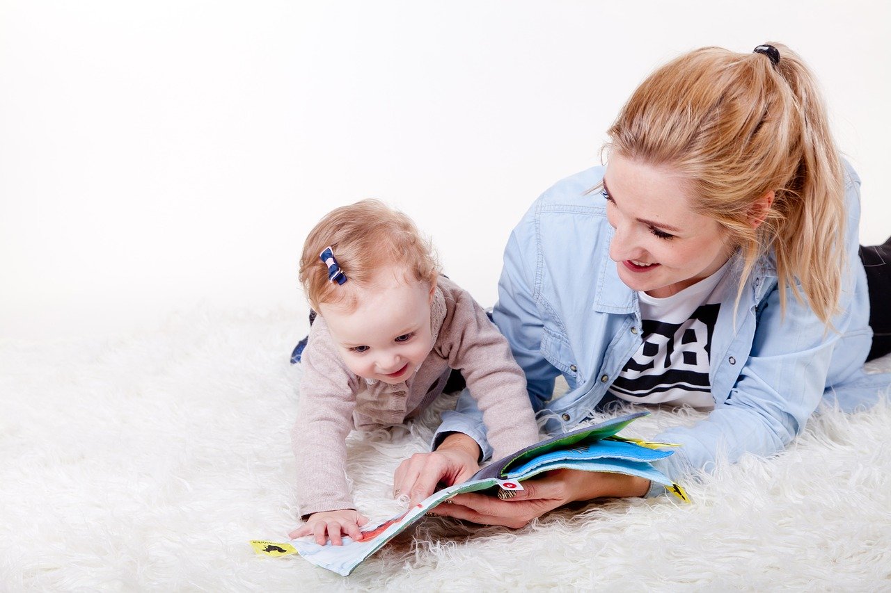 Mom teaching baby